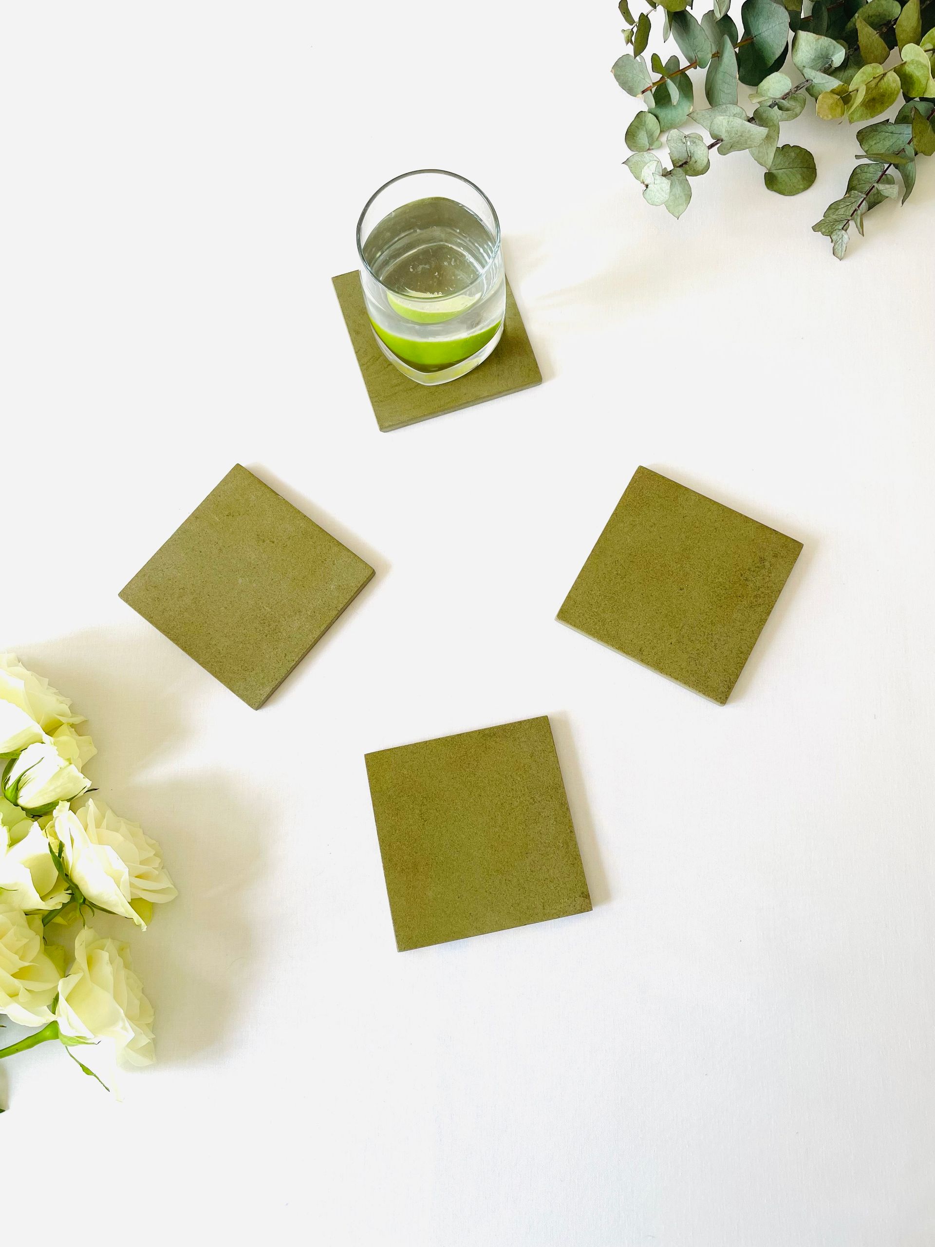 Single Square Yorkstone Coaster in Dune