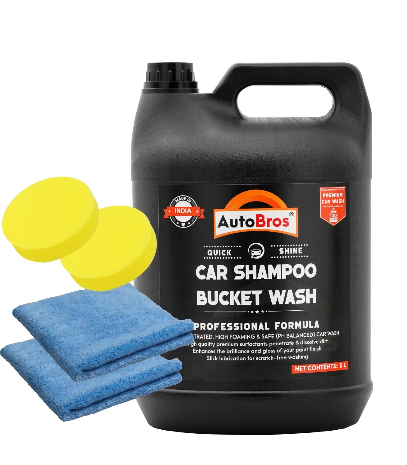 Bucket Wash: Car Shampoo with 2 Microfiber Cloth and 2 Foam Pad Applicator