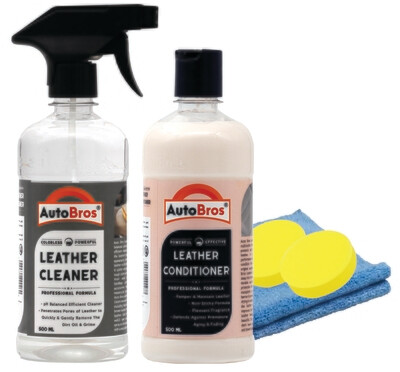 Leather Care Combo Kit - Leather Cleaner with Leather Conditioner + 1Pc Microfiber Cloth + 2 Foam Pad Applicators