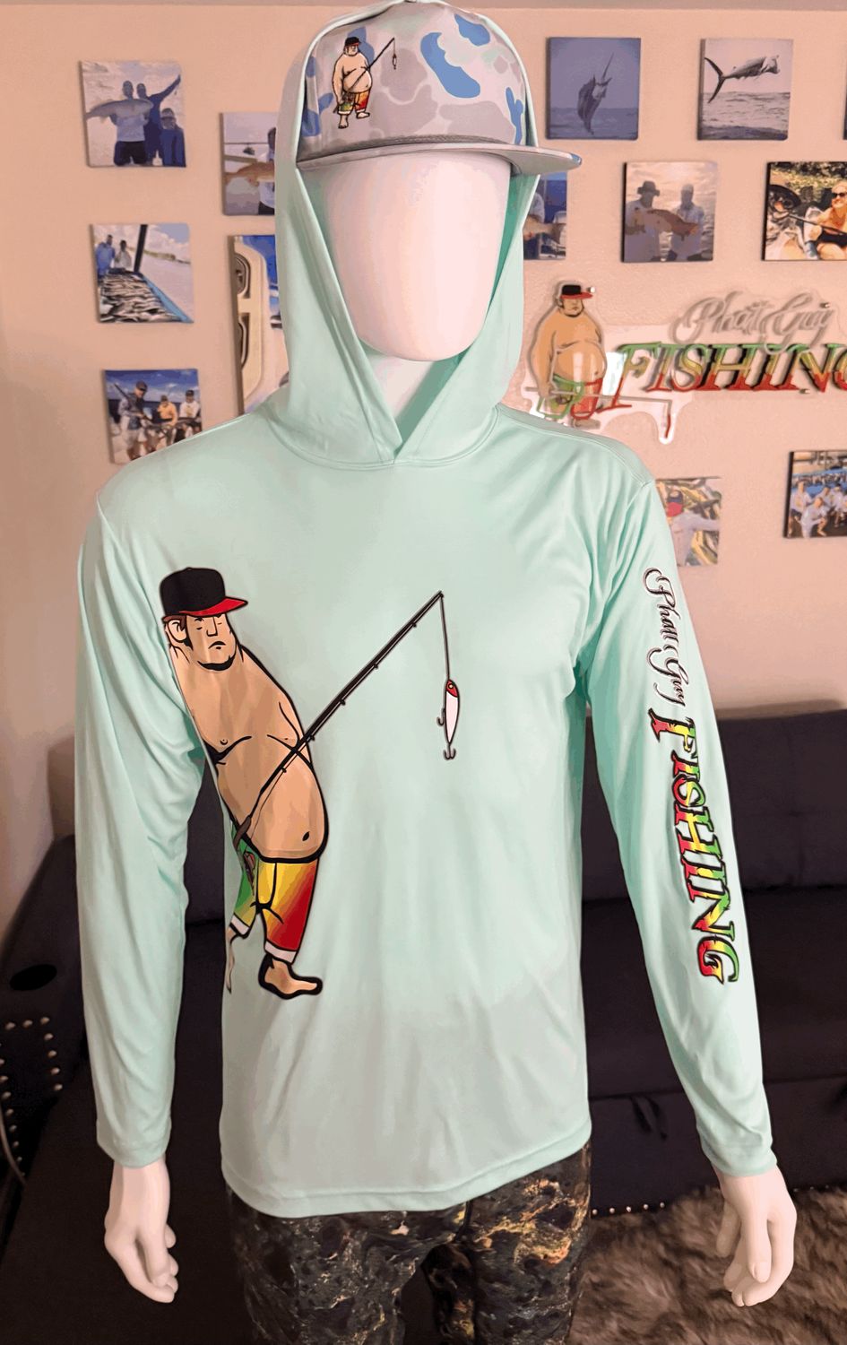 The Original  Phatt Guy Hooded Long Sleeve in Sea Foam