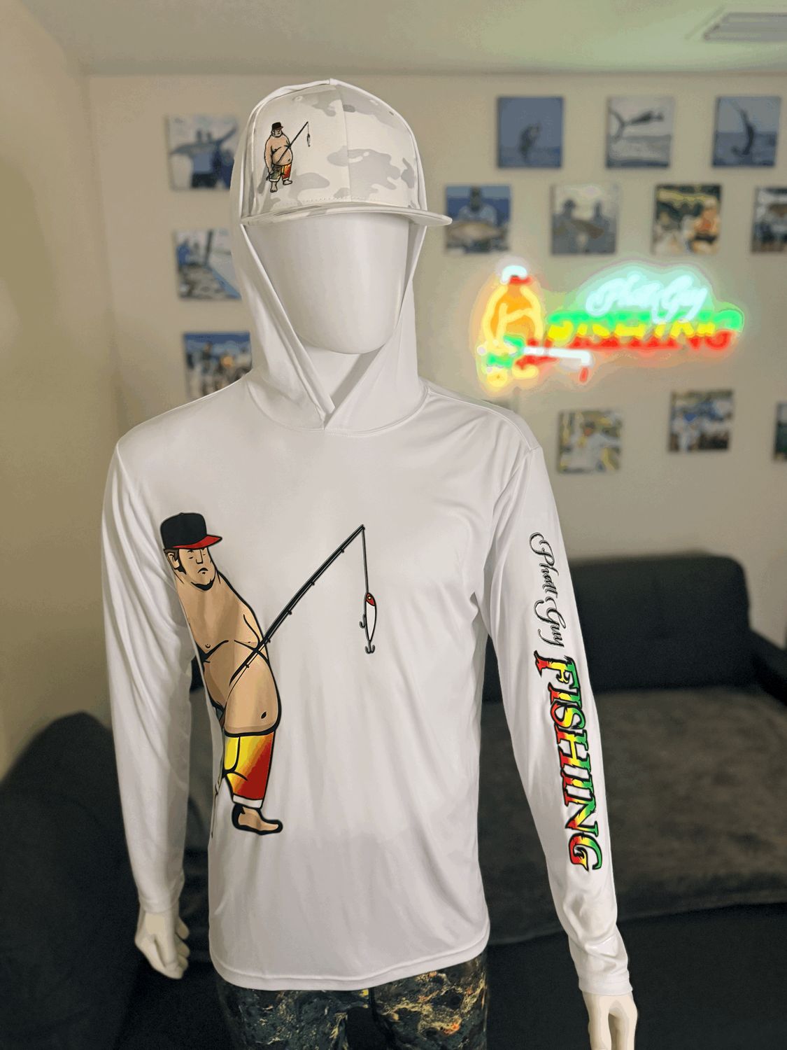 The Original  Phatt Guy Hooded Long Sleeve in Fish Bone White