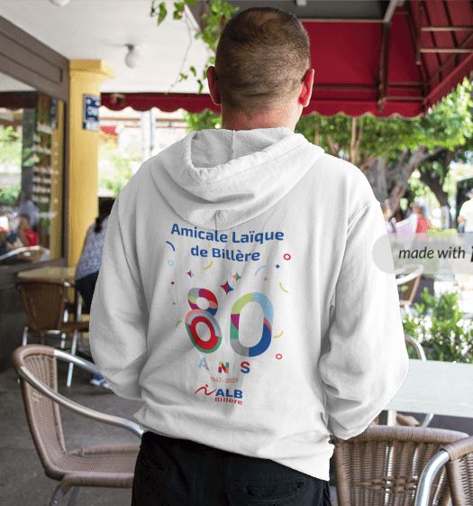 Sweat à capuche zippé 80 ans