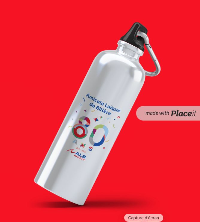 Gourde BLANCHE en ALU de 800ml - 80 ans
