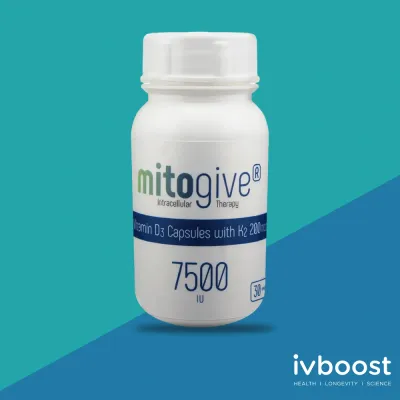 MitoGive Vitamin D3 7500IU With Vitamin K2 200mcg Capsules