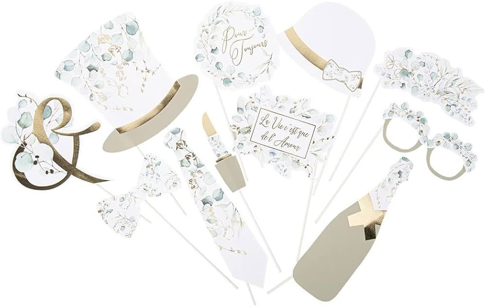 Kit Photobooth Sauge Green Blanc, VERT Sauge et Or