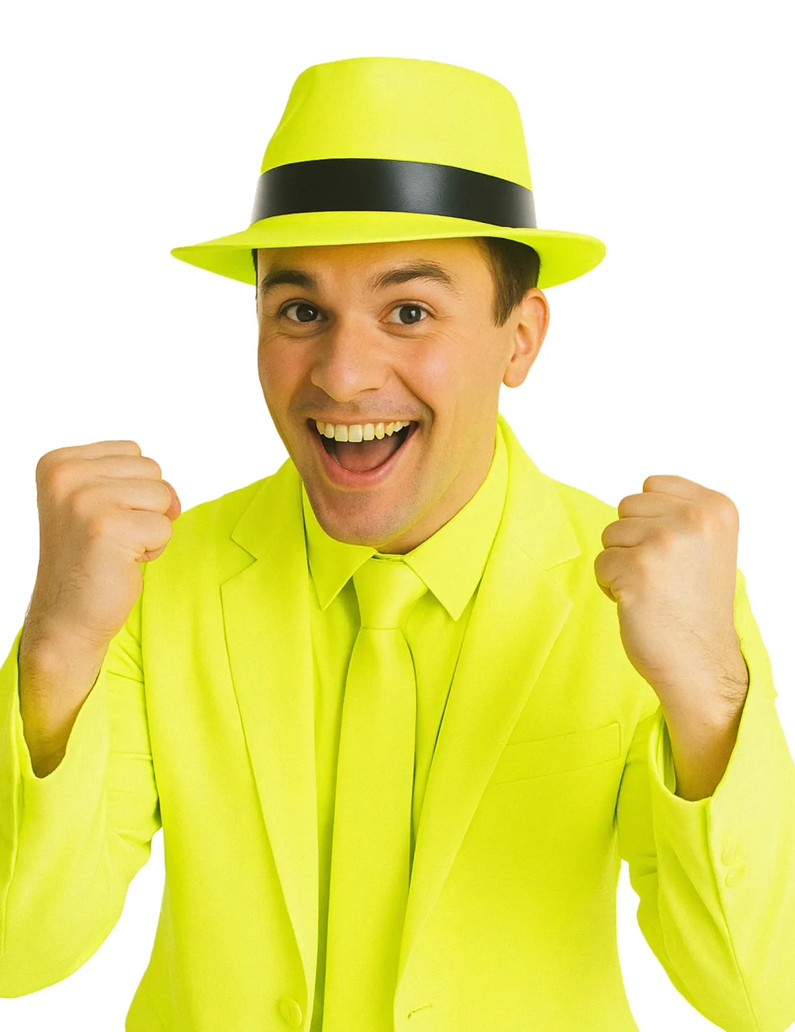 Chapeau gangster jaune fluo adulte