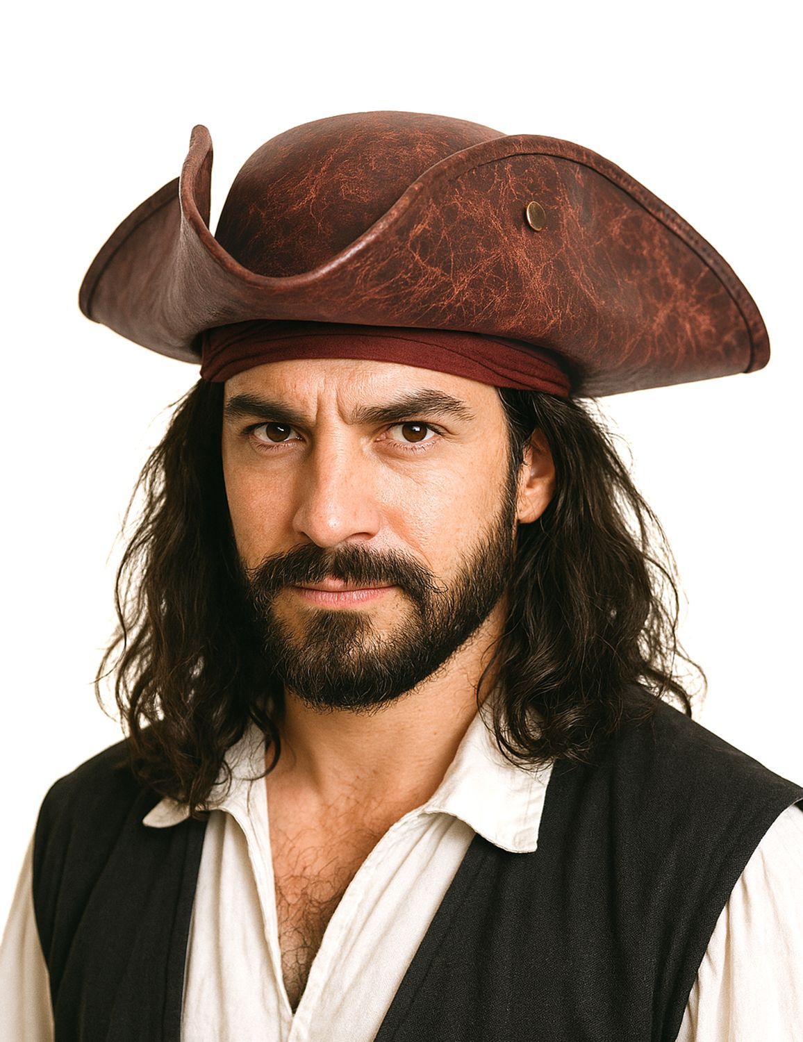Chapeau pirate marron effet cuir adulte