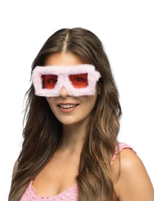 Lunettes de fête en peluche rose adulte