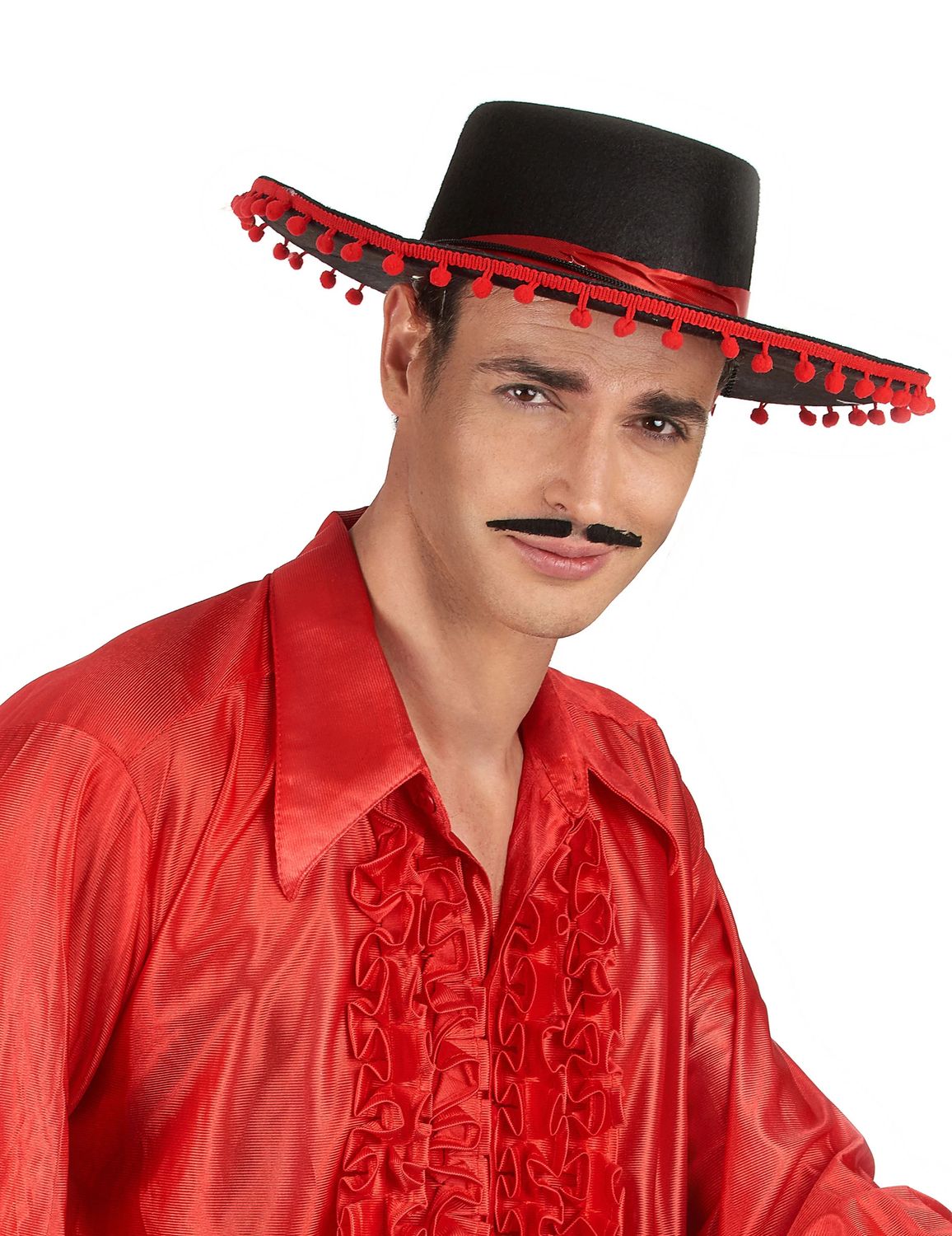 Chapeau espagnol noir et rouge