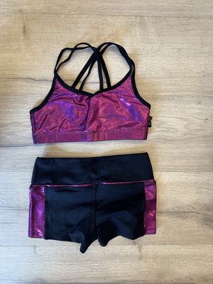 Fushia crop top and shorts