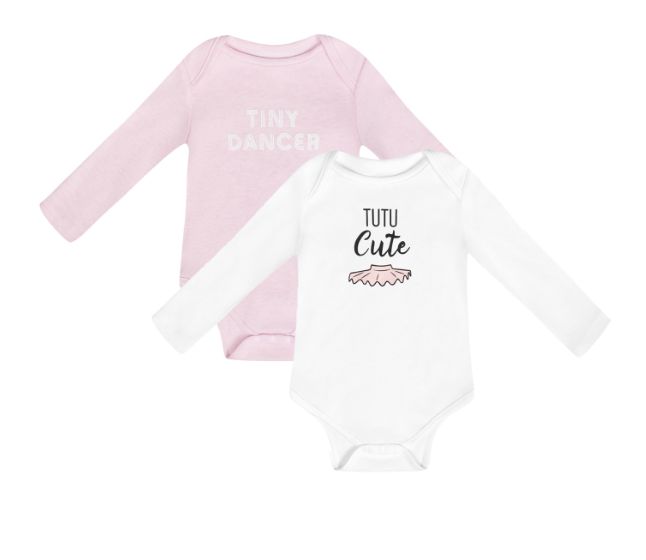 Energetiks long sleeve baby romper 2 pack, Colour: pink and white, size: 6 to 9 months