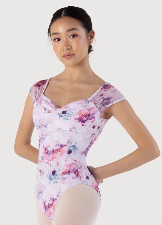 Bloch Belvia Fitted Cap Sleeve Womens Leotard, Colour: flr, size: pet