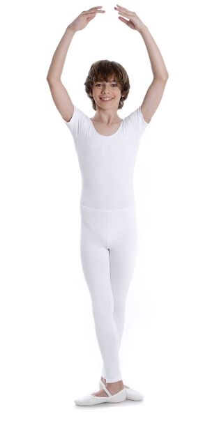 Energetiks Boys Short Sleeved Leotard, Colour: white, size: childs xlarge