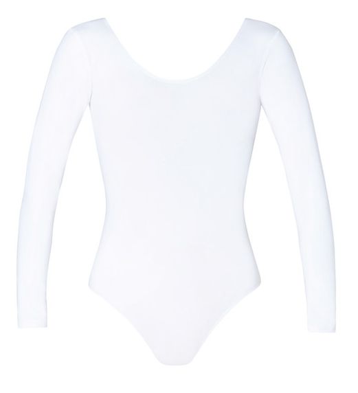 Energetiks Long Sleeve Scoop Leotard, Colour: white, size: adult med