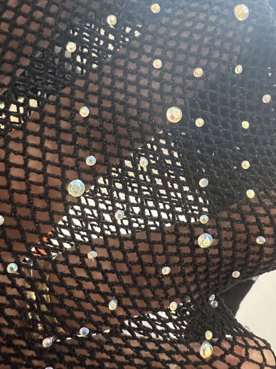 Fishnet rhinestone tights, Colour: black