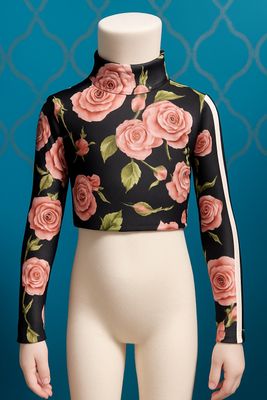 Rose long sleeve crop top