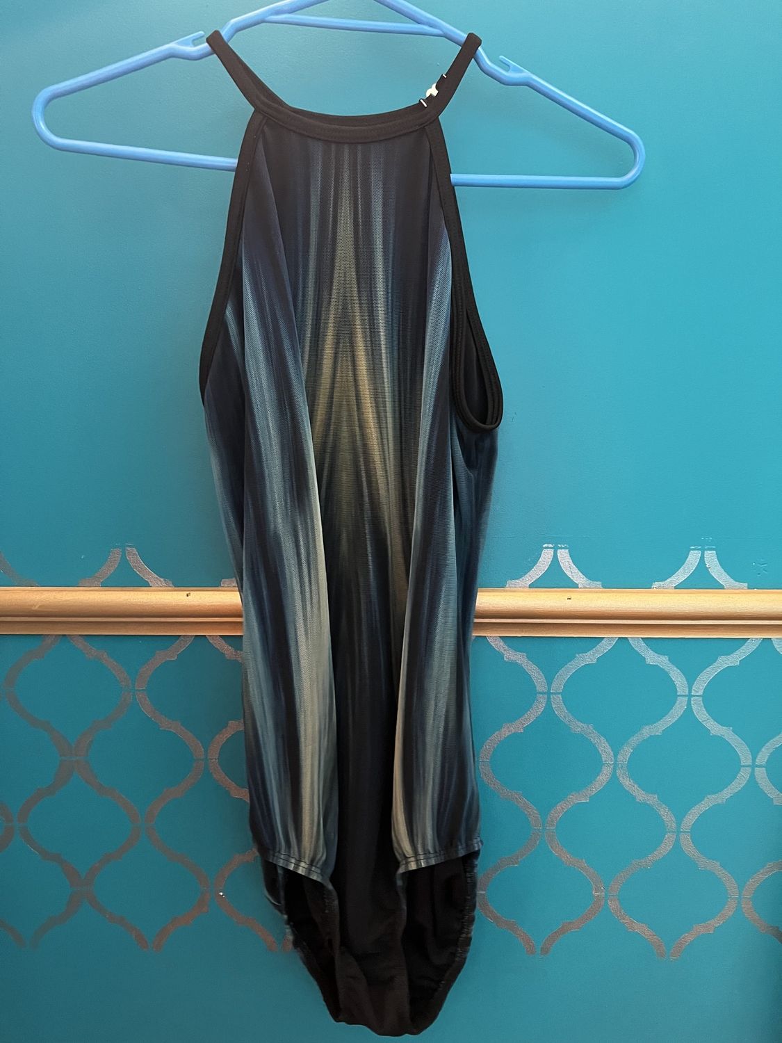 Leotard stripped mesh moodie blues, Colour: moodie blue, size: adult large