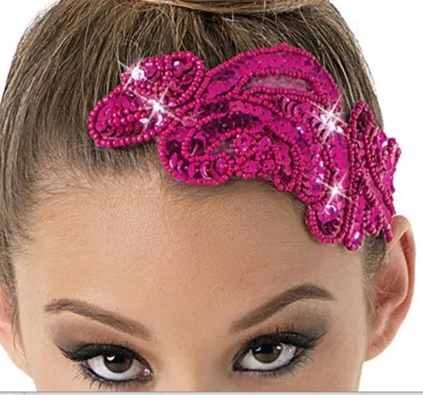 Hair Applique  Purple Sequin and Beads