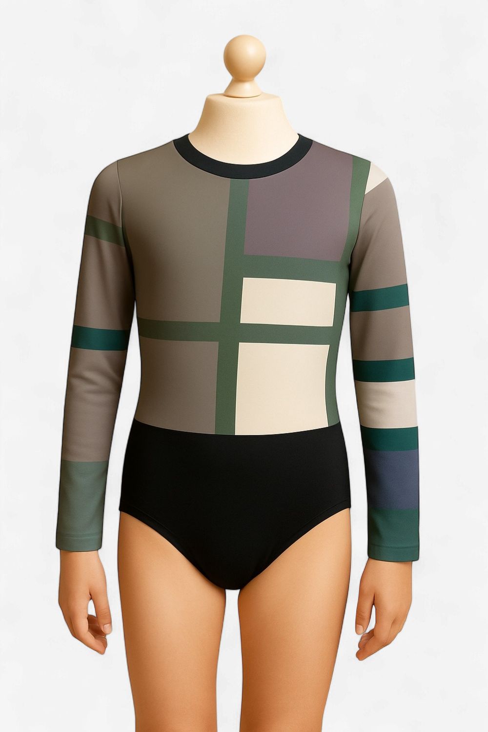 Long Sleeved Mesh Leotard purple and black