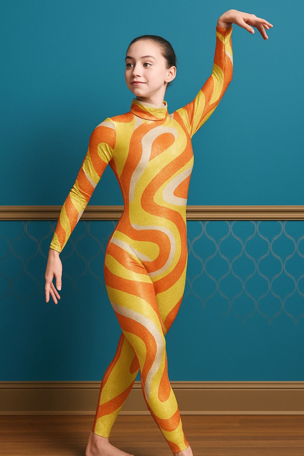 Yellow Orange Glitter Unitard