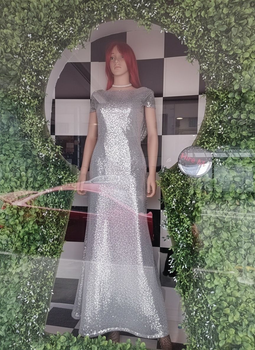 Silver Evening Gown Hire Only