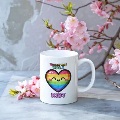 The First Pride Was a Riot Mug – Rainbow Heart LGBTQ+ Protest Design