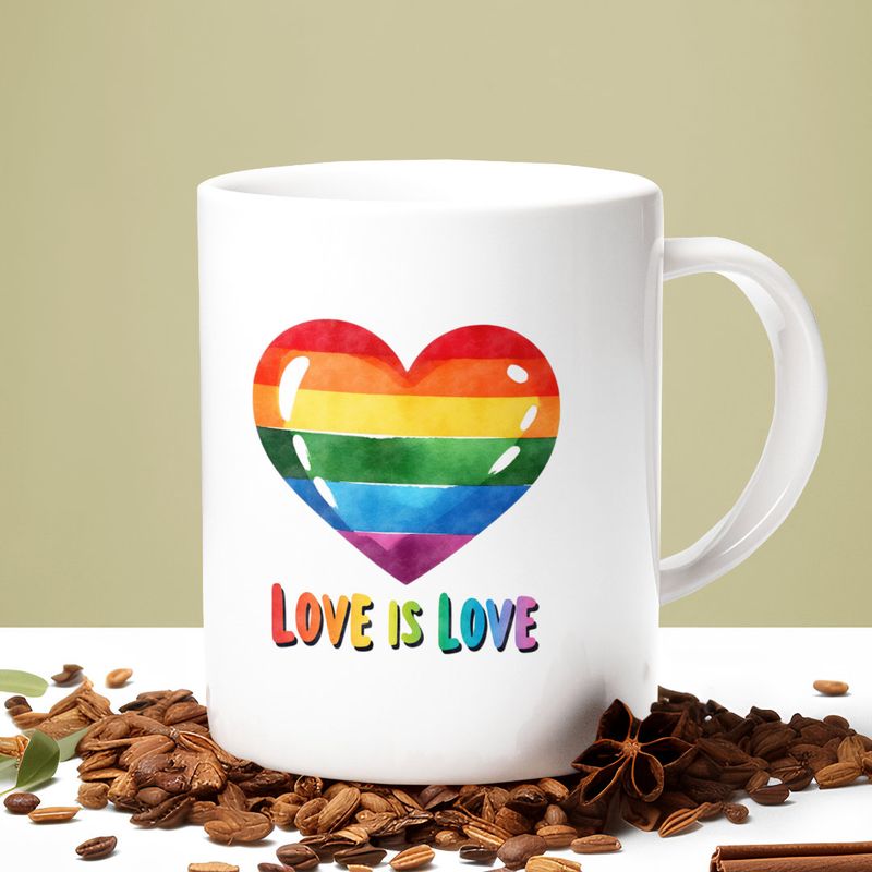 Love Is Love Mug – Rainbow Heart LGBTQ+ Pride Cup