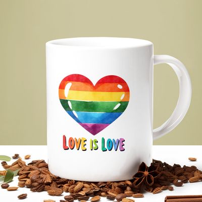 Love Is Love Mug – Rainbow Heart LGBTQ+ Pride Cup