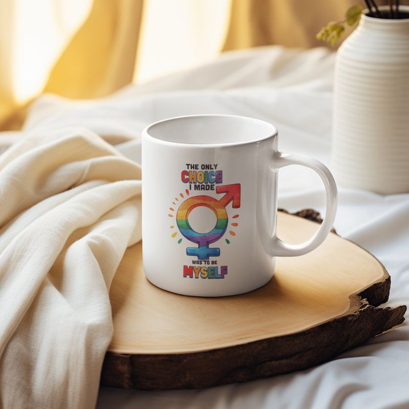 The Only Choice I Made Was to Be Myself Mug – Trans Pride Rainbow Symbol