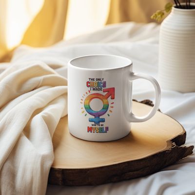 The Only Choice I Made Was to Be Myself Mug – Trans Pride Rainbow Symbol