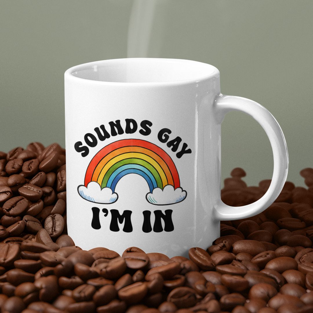 Sounds Gay I’m In Mug – Retro Rainbow LGBTQ+ Cup