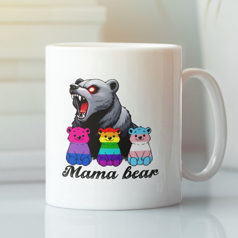 Mama Bear Mug – Fierce LGBTQ+ Pride Bear Family Cup