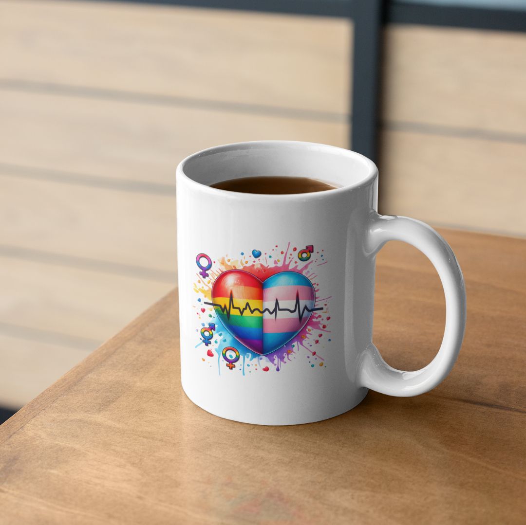 Heartbeat Pride Mug – LGBTQ+ &amp; Trans Love Hearts