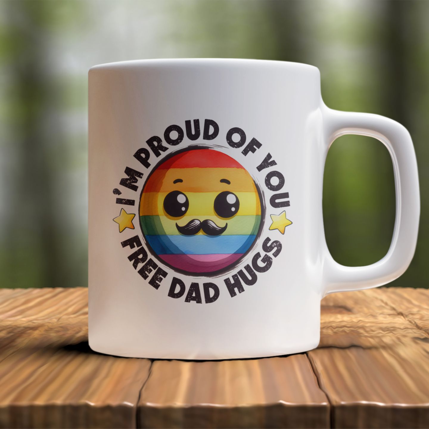 Free Dad Hugs Pride Mug – I&#39;m Proud of You Rainbow Emoji