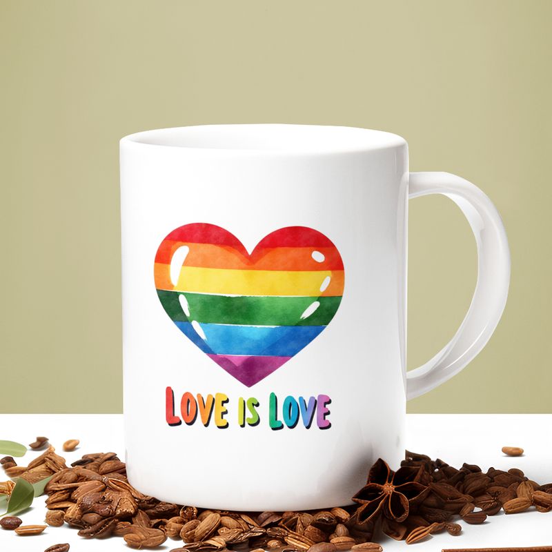 Love Is Love Rainbow Heart Mug – LGBTQ+ Watercolour Design