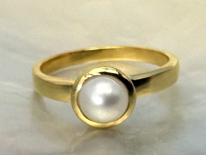 Ring genuine pearl gold 925 silver