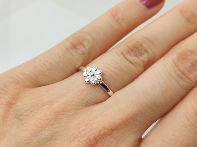 Ring flower stacking ring sterling silver