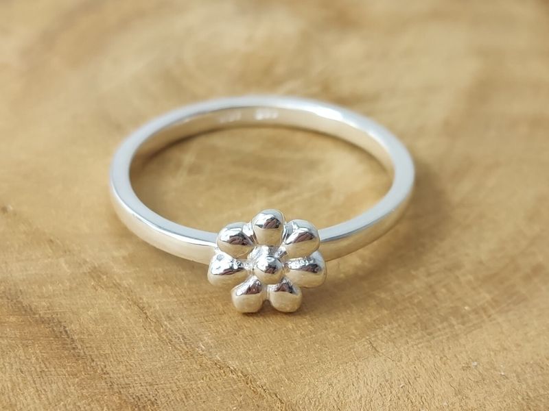 Ring flower stacking ring sterling silver