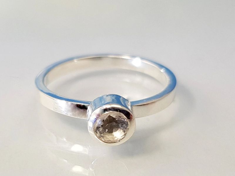 Stacking ring rock crystal 925 silver
