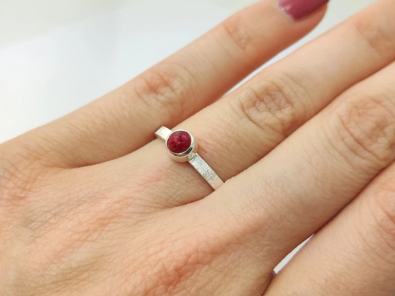 Ring ruby sterling silver stacking ring