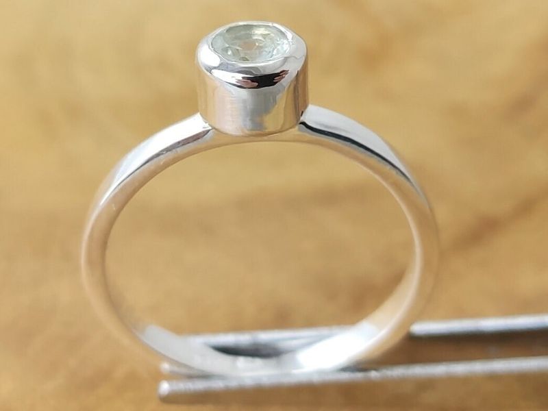 Ring blue topaz faceted silver