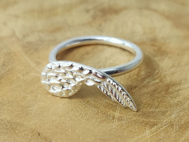 Ring angel wings sterling silver stacking ring