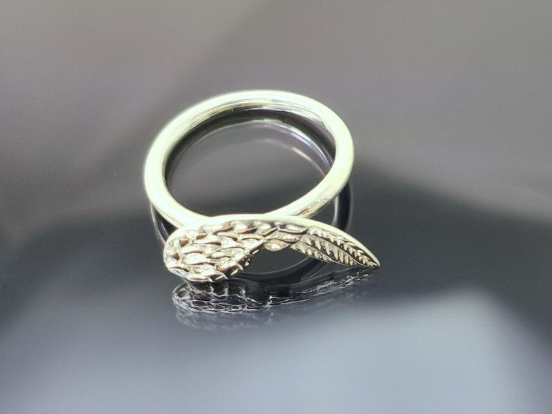 Ring angel wings sterling silver stacking ring