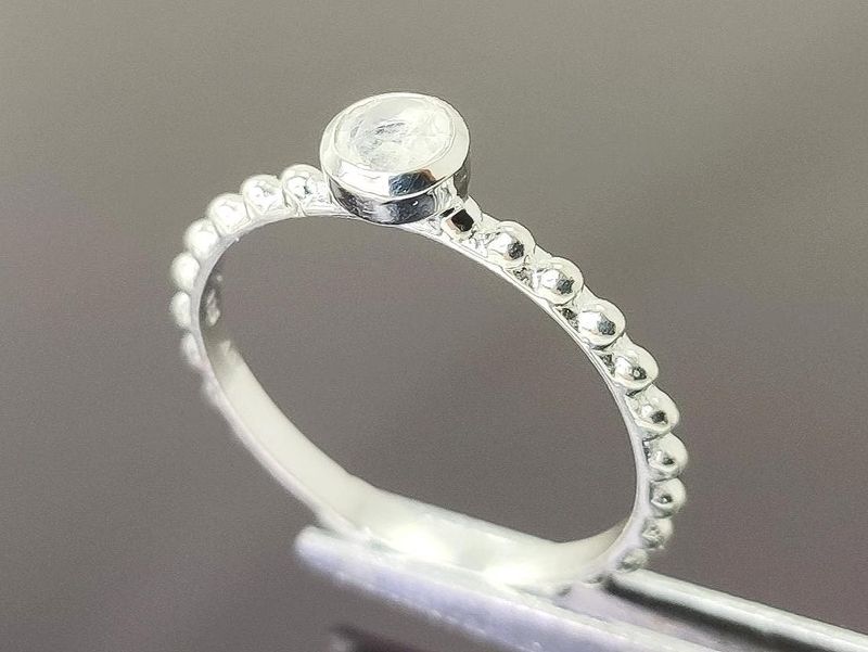 Ring moonstone 925 silver Stacking ring