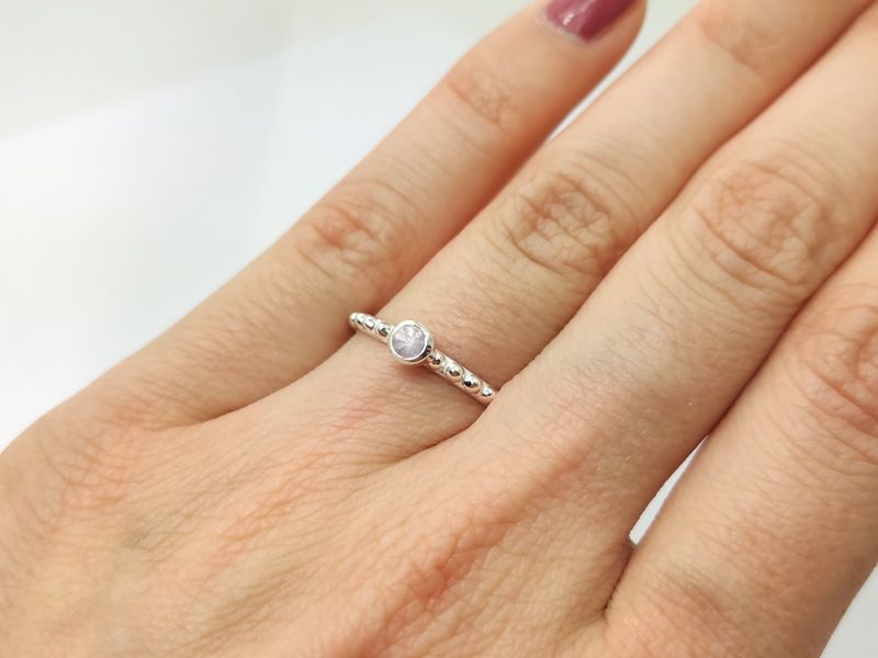 Ring moonstone 925 silver Stacking ring