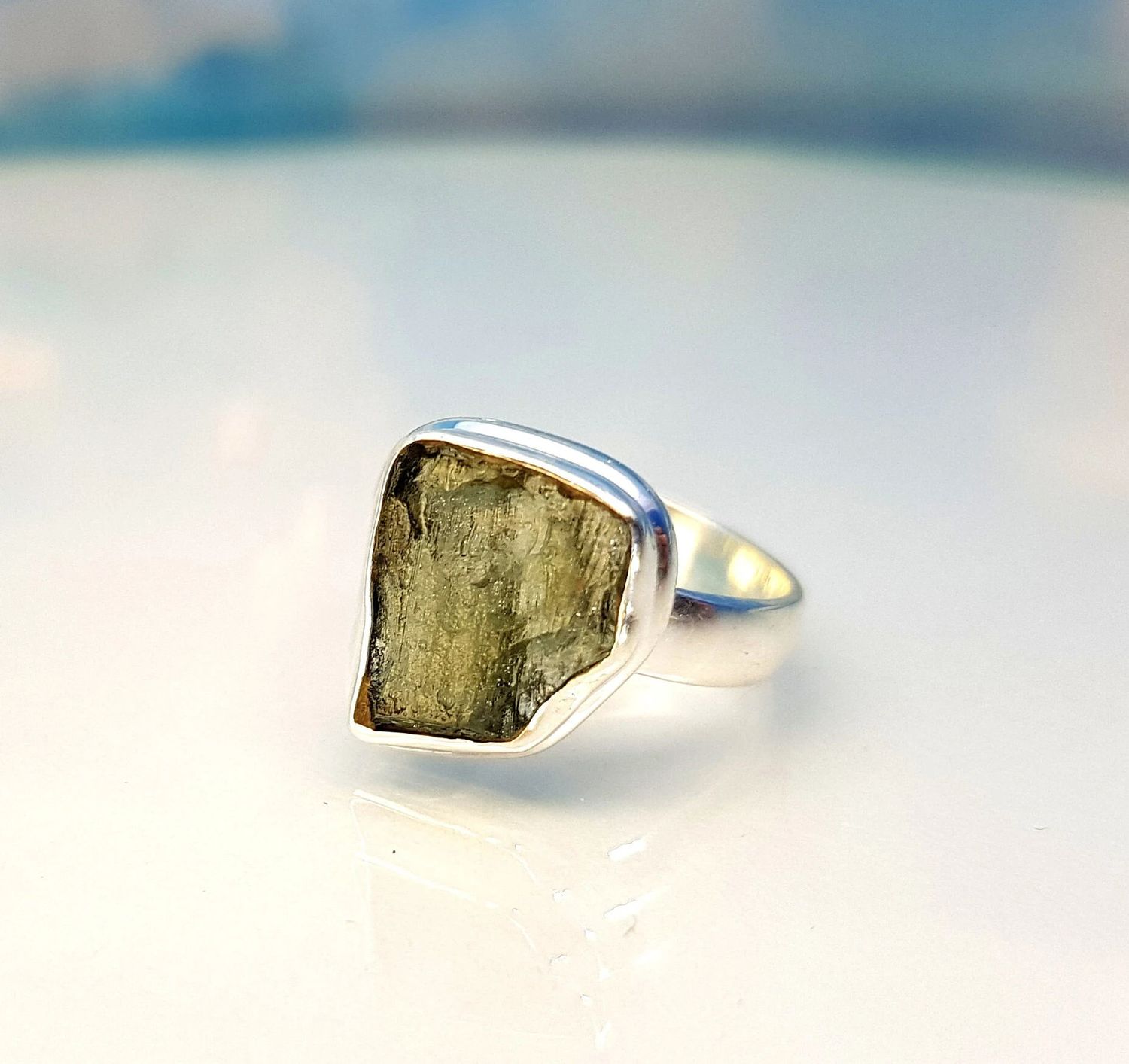 Ring mouldavite silver size FR 60