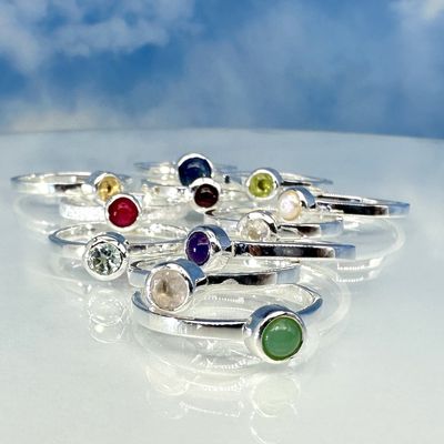 Stacking rings with gemstones