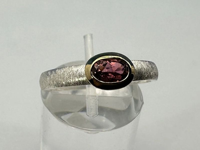 Ring Tourmaline Pink Sterling Silver Bicolour