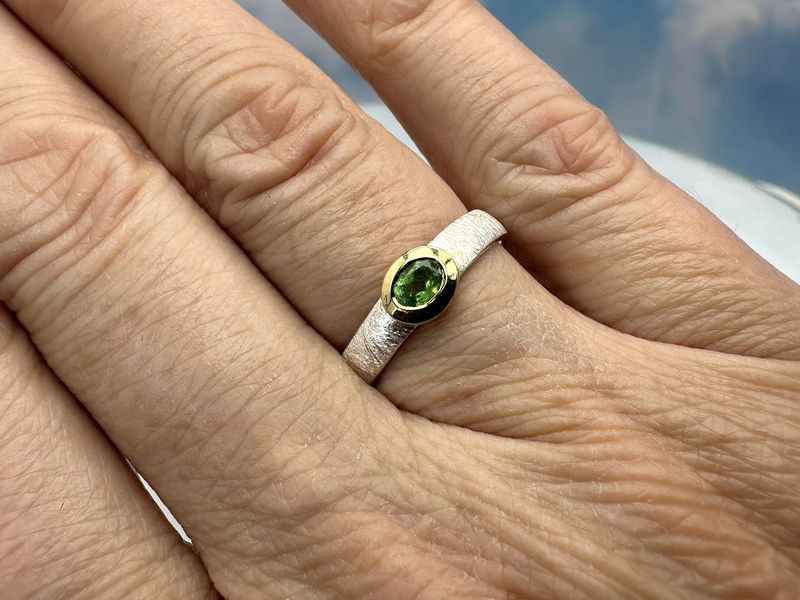 Ring tsavorite sterling silver bicolour