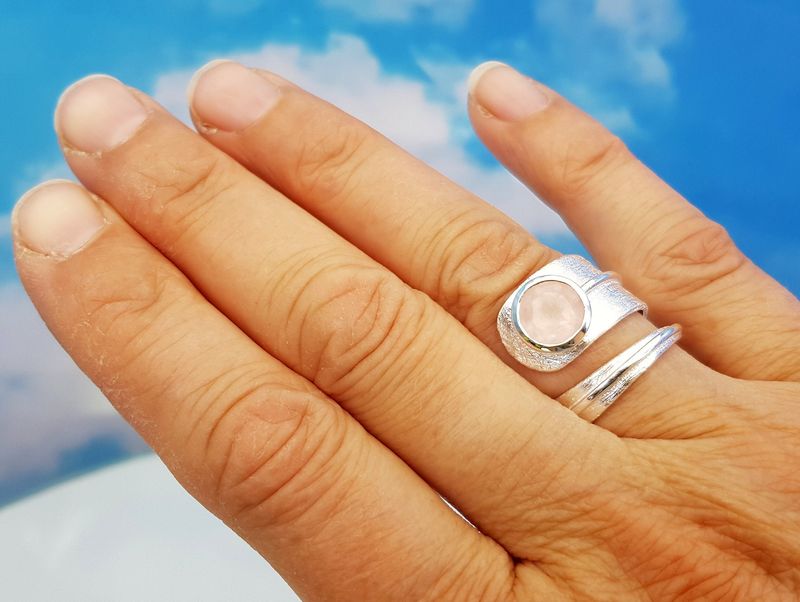 Ring rose quartz 925 silver